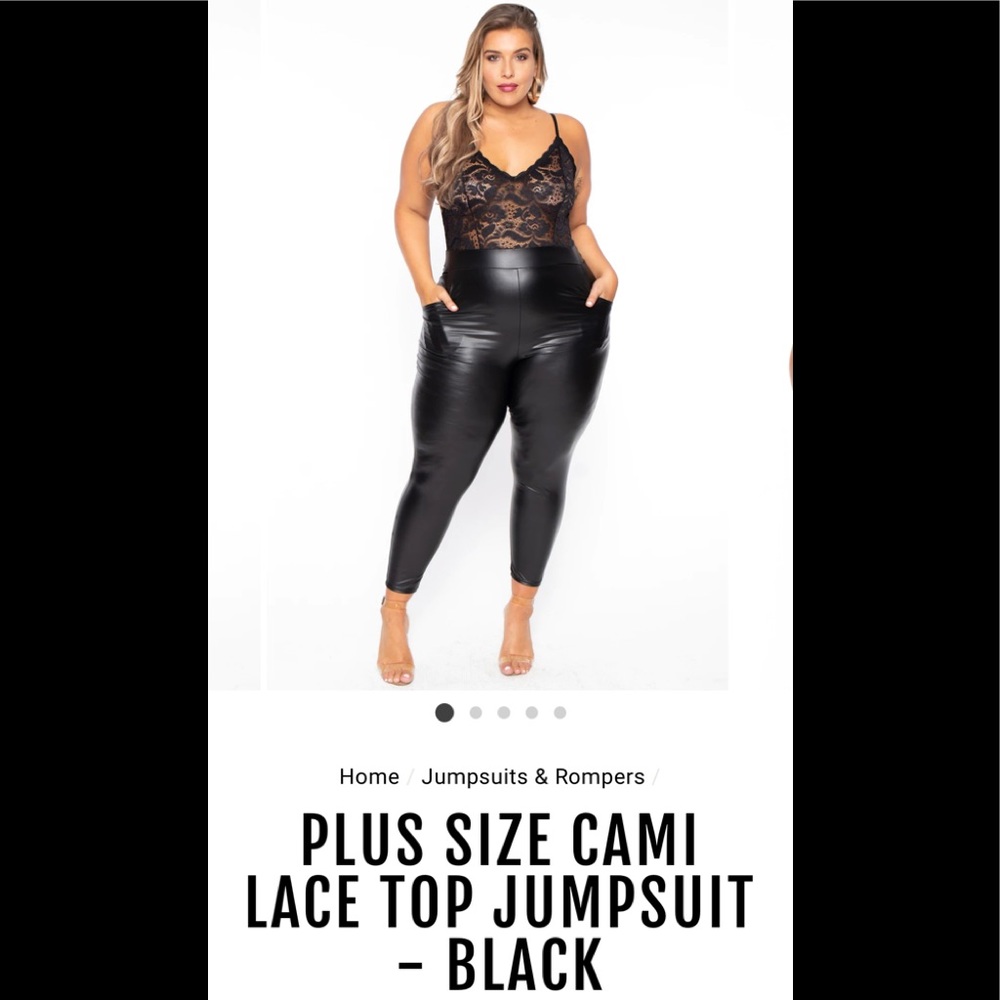 Plus Size Cami Lace Top Jumpsuit - Black